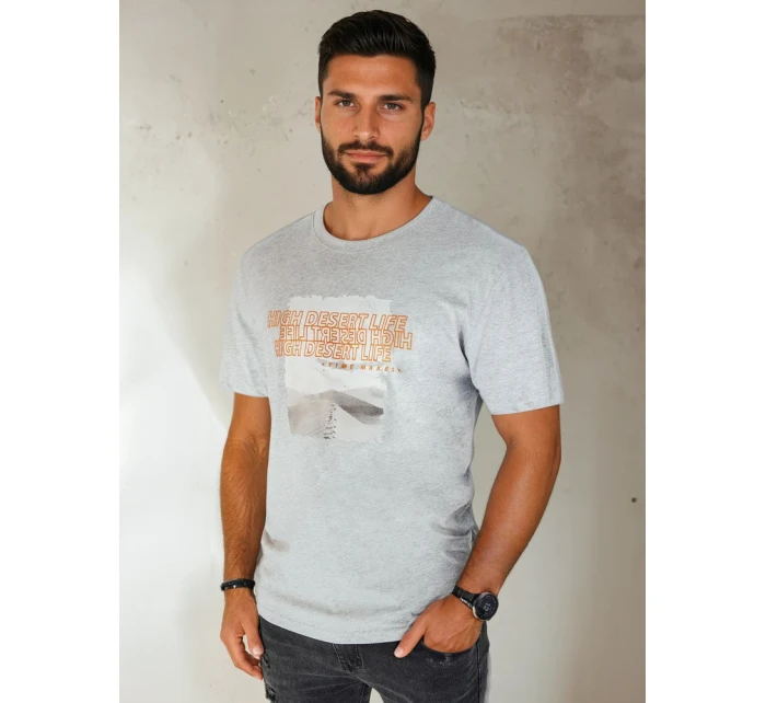 Pánské šedé tričko s potiskem Dstreet RX5488 Pánské šedé tričko s potiskem Dstreet RX5488