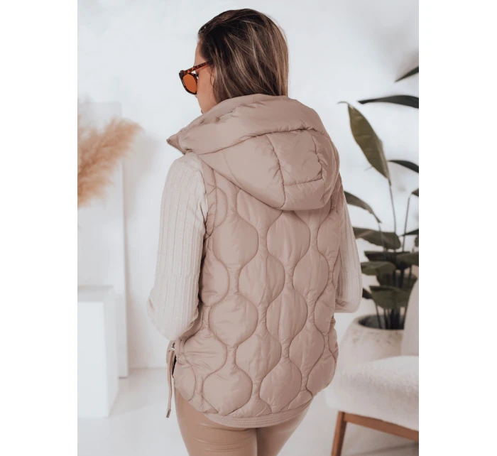 Dámská prošívaná vesta s kapucí tmavě béžová Dstreet model 21990911 - FashionStreet