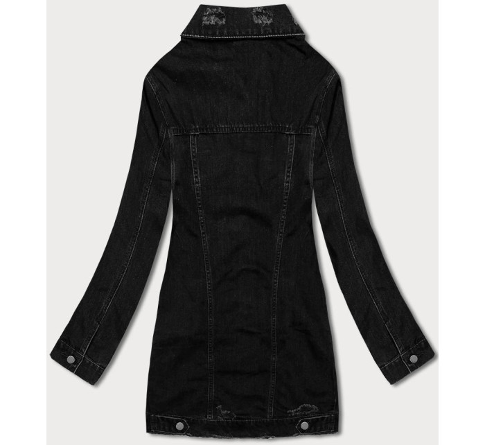 Černá dámská džínová bunda s protrženími (POP5910-K)