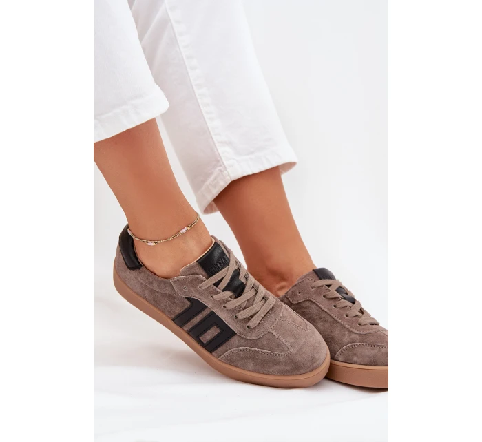 Dámské Semišové Tenisky model 21704966 Tmavě Béžové - VINCEZA