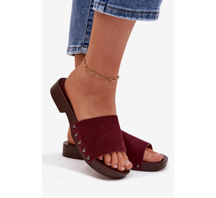 Dámské nazouváky s přezkami na nízkém podpatku Bordó Amelvessa