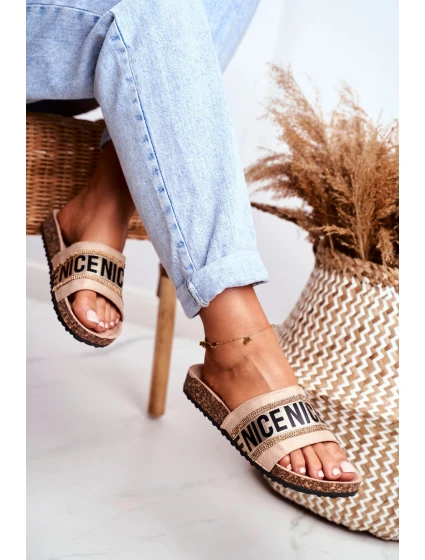 Nazouváky Na Korkové Podrážce Se Zirkony Béžové Be Nice Nazouváky Na Korkové Podrážce Se Zirkony Béžové Be Nice