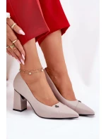 Elegantní dámské lodičky na širokém podpatku Vinceza – šedé