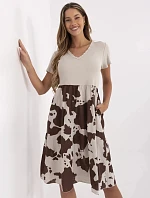 Dámské šaty DHJ SK 253701.80 Béžová s hnědou - FPrice