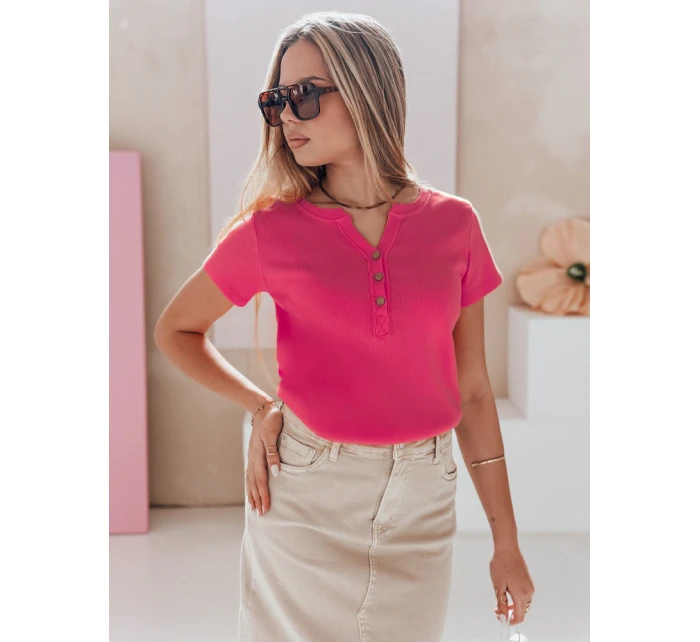 Dámská žebrovaná halenka LOOK růžová Dstreet model 21988809 - FashionStreet