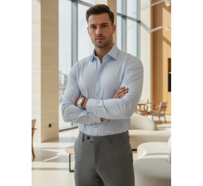 Pánská elegantní hladká modrá košile REGULAR FIT FashionStreet DX2687