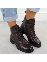 Dámské zateplené kožené boty brown dámské model 21905169 - VINCEZA Dámské zateplené kožené boty brown dámské model 21905169 - VINCEZA