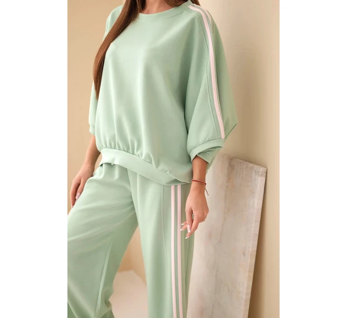 Dámský komplet z viskózy máslový se širokými nohavicemi a volnou blůzou tmavě mátový Dámský komplet z viskózy máslový se širokými nohavicemi a volnou blůzou tmavě mátový