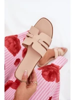 Dámské Pantofle Na Plochém Podpatku S Eko Kůže Béžové model 21688599 - Boto