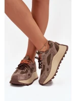 Kožené sneakersy na platformě dámské Big Star model 21705737 HIPOLY SYSTEM béžové - Big Star Shoes Kožené sneakersy na platformě dámské Big Star model 21705737 HIPOLY SYSTEM béžové - Big Star Shoes