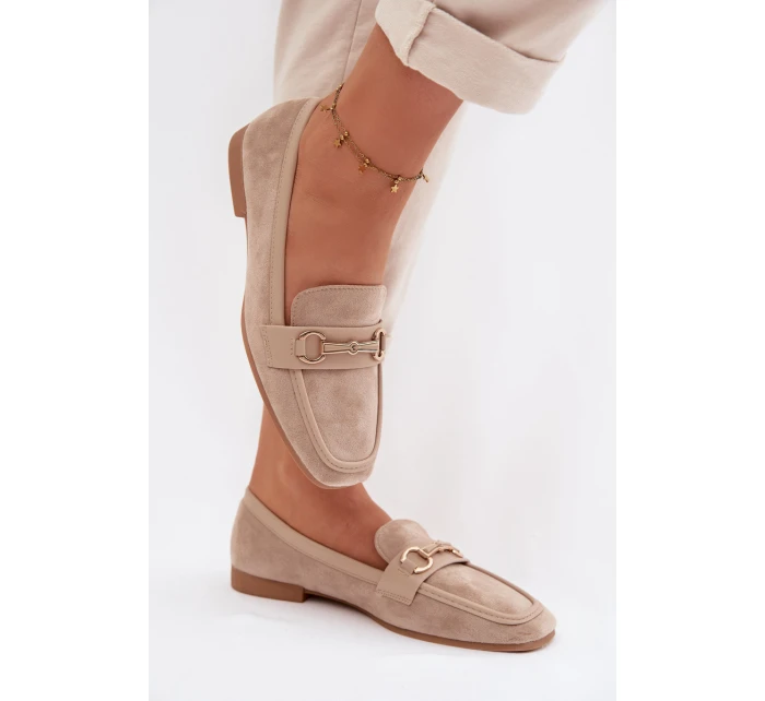 Dámské loafersy Mokasyny s ozdobou Béžové Palerina