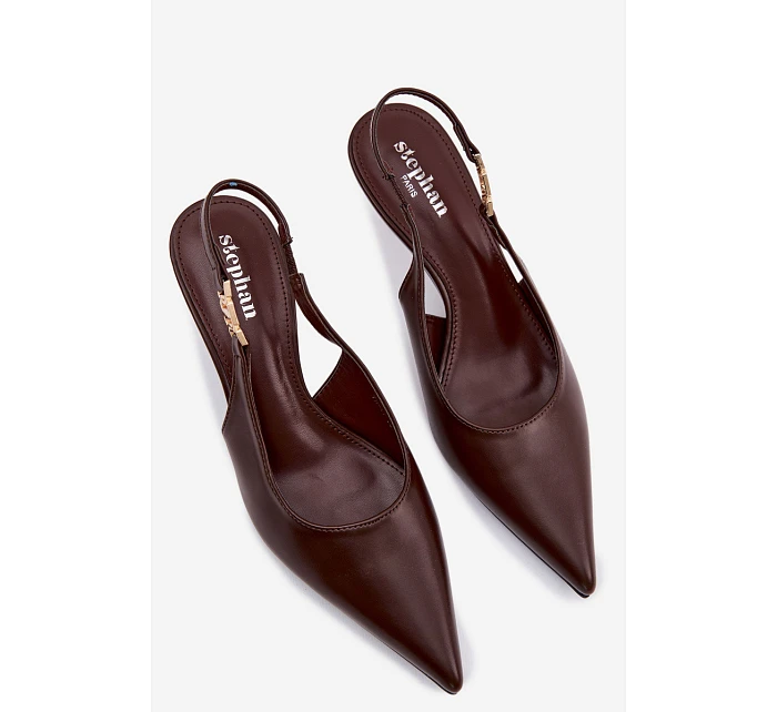 Dámské sandály z umělé kůže na jehlovém podpatku Čokoládové Jelissey