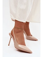 Lakované Lodičky Sandály Z Kůže Béžové model 22122736 - Boto