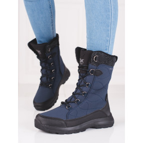 Trendy dámské modré  trekingové boty bez podpatku