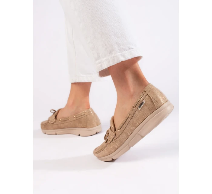 Moderní hnědé mokasíny dámské bez podpatku Moderní hnědé mokasíny dámské bez podpatku