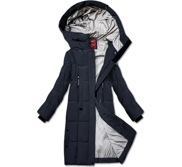 Prošívaná dámská zimní bunda v grafitové barvě LHD (LHD-24572)