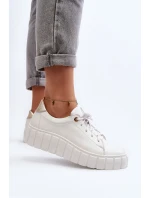 Dámská kožená polobotka na tlusté podrážce model 21646394 bílé - Zazoo