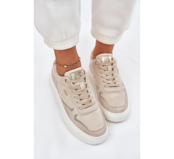 Dámské Kožené Tenisky Na Platformě Béžové model 21697059 - EVENTO