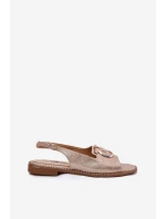 Elegantní Sandály S Dekorací Na Plochém Podpatku model 21698185 Růžové Zlato - S.Barski Elegantní Sandály S Dekorací Na Plochém Podpatku model 21698185 Růžové Zlato - S.Barski