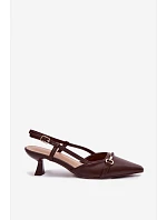 Dámské sandály na podpatku se špičatými špičkami Hnědé Felessa