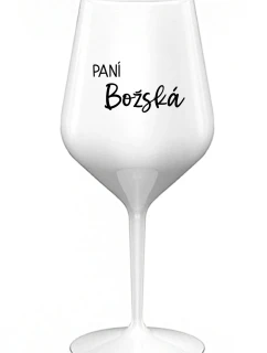 PANÍ BOŽSKÁ - bílá nerozbitná sklenice na víno 470 ml