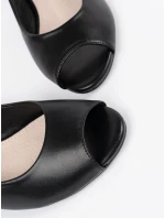 Zajímavé  sandály dámské černé na širokém podpatku