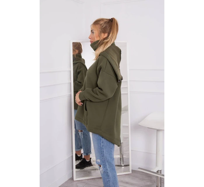 Zateplená mikina se zipem na zádech v barvě khaki Zateplená mikina se zipem na zádech v barvě khaki