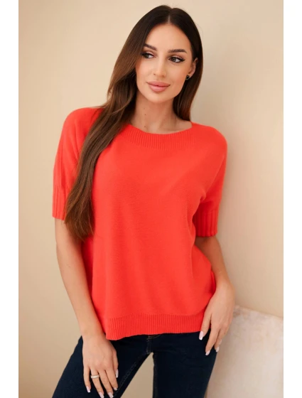 Svetr dámský z viskózy s krátkým rukávem model 21857651 - K-Fashion Svetr dámský z viskózy s krátkým rukávem model 21857651 - K-Fashion