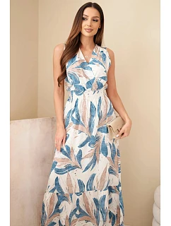 Dámské viskózové maxi šaty s model 22182829 vzorem džínová - K-Fashion