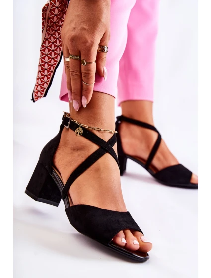 Dámské sandály na vysokém podpatku model 21584603 Černá - SERGIO LEONE