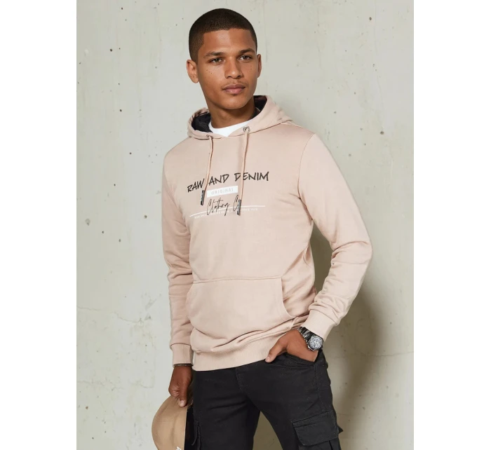 Pánská béžová mikina s potiskem FashionStreet BX5711 Pánská béžová mikina s potiskem FashionStreet BX5711