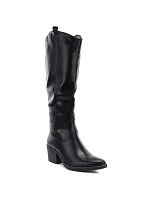 Černé kožené kovbojské boty na podpatku,  model 22317012 - M. Daszyński