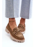 Dámské semišové mokasíny s ozdobou D&A TW117 hnědé Dámské semišové mokasíny s ozdobou D&A TW117 hnědé