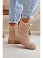 Dámské zateplené boty na zip Beige model 21667404 - Boto Dámské zateplené boty na zip Beige model 21667404 - Boto