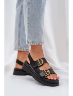 Eko Kožené Sandály S Přezkami Černé model 21684634 - Boto Eko Kožené Sandály S Přezkami Černé model 21684634 - Boto