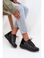 Kožené dámské polobotky na platformě model 21707635 Černé - VINCEZA