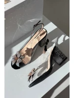 Průhledné sandály na podpatku s ozdobou model 21908408 černé - D&A