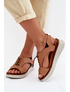 Kožené dámské sandály na platformě model 22149678 Camel - Maciejka