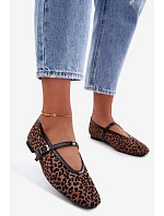 Baleríny s páskem imitace semiše leopard Camoria