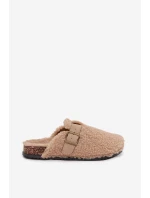 Klapki Damskie Z Futerkiem Typu Baranek Beżowe Lorivine