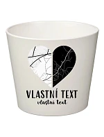 Bílý keramický květináč - dvě mapy jako srdce - malý Bílý keramický květináč - dvě mapy jako srdce - malý