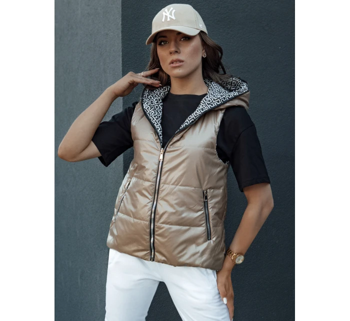 Dámská prošívaná vesta ICONVEST camel FashionStreet TY4433