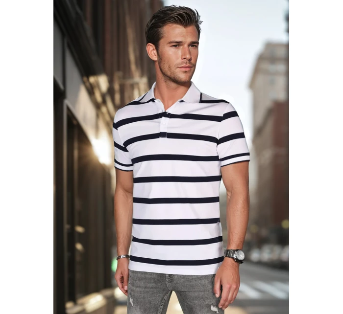 Pánská pruhovaná polokošile bílá Dstreet model 21987934 - FashionStreet