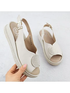 Dámské sandály na platformě se zirkony béžové Filippo DS6984