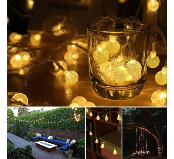 SOLÁRNÍ ZAHRADNÍ SVĚTLO GIRLANDA SOLÁRNÍ ŘETĚZ 4,9 M 40LED TEPLÁ BÍLÁ