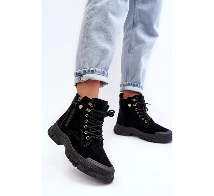 Zateplené semišové dámské botky Trapery černé Jailina Zateplené semišové dámské botky Trapery černé Jailina