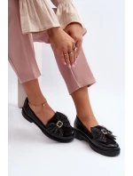 Dámské lakované mokasíny s mašlí Laura Messi 2786 černé