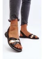 Dámské černé kožené sandály model 21651679 - Zazoo