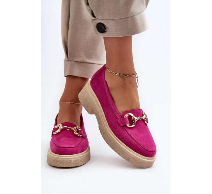 Zazoo 3429 Semišové Dámské Mokasíny S Ozdobou Fuksie