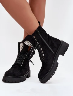 Dámské workery s krystaly na jazyku černé Rosira